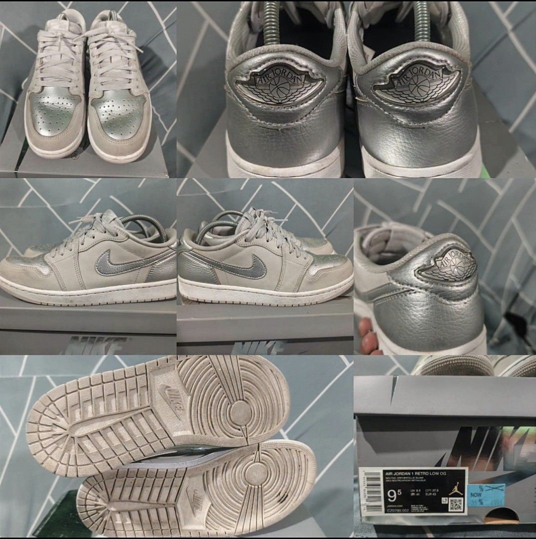 J1 Low Metallic Silver (Category: Sneakers) located in Bacoor. Submitted by davealvare39194 (Listing ID 1470992206, Image 1). Description: for sale size 43 no issue authentic with box.