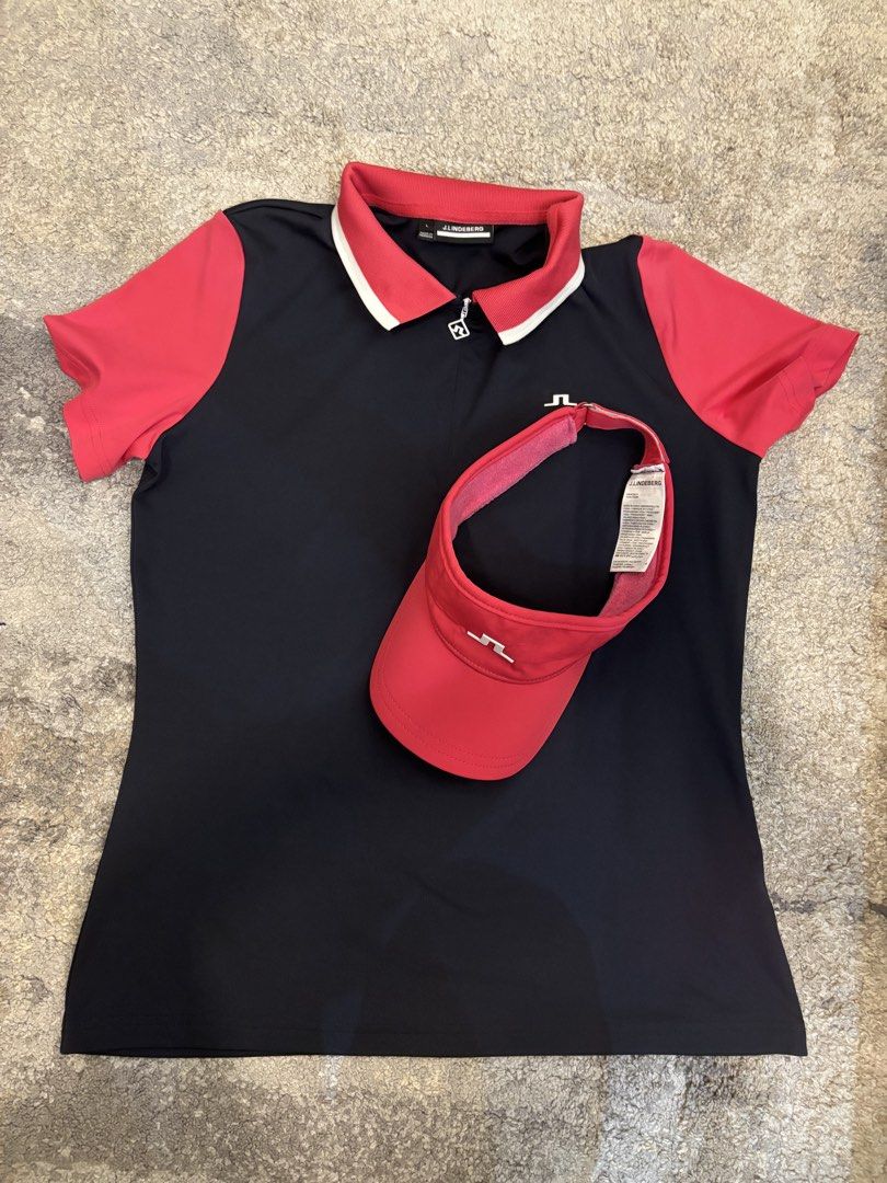 J. Lindeberg golf visor and polo (Category: Activewear) located in Manila. Submitted by mcaraneta (Listing ID 1471015094, Image 1). Description: Golf visor/cap and polo.