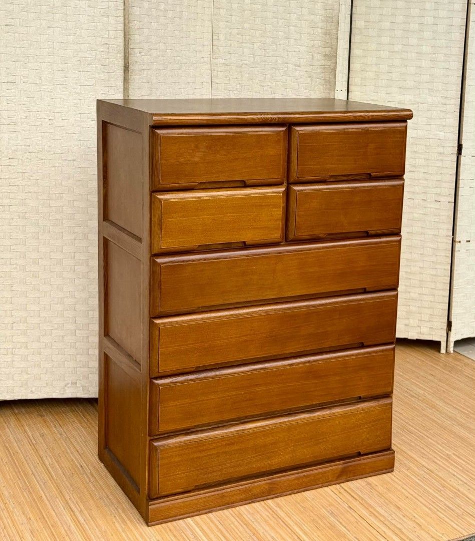 JAPAN SURPLUS SOLID WOOD CHEST DRAWER IN GOOD CONDITION (Category: Shelves, Cabinets & Racks) located in Manila. Submitted by shawii_ (Listing ID 1470968305, Image 3). Description: JAPAN SURPLUS SOLID WOOD CHEST DRAWER IN GOOD CONDITION SIZE: 43.5H x 31L x 17.5W inches.