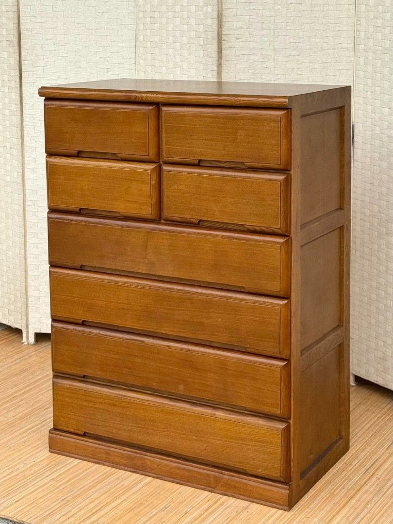 JAPAN SURPLUS SOLID WOOD CHEST DRAWER IN GOOD CONDITION (Category: Shelves, Cabinets & Racks) located in Manila. Submitted by shawii_ (Listing ID 1470968305, Image 2). Description: JAPAN SURPLUS SOLID WOOD CHEST DRAWER IN GOOD CONDITION SIZE: 43.5H x 31L x 17.5W inches.
