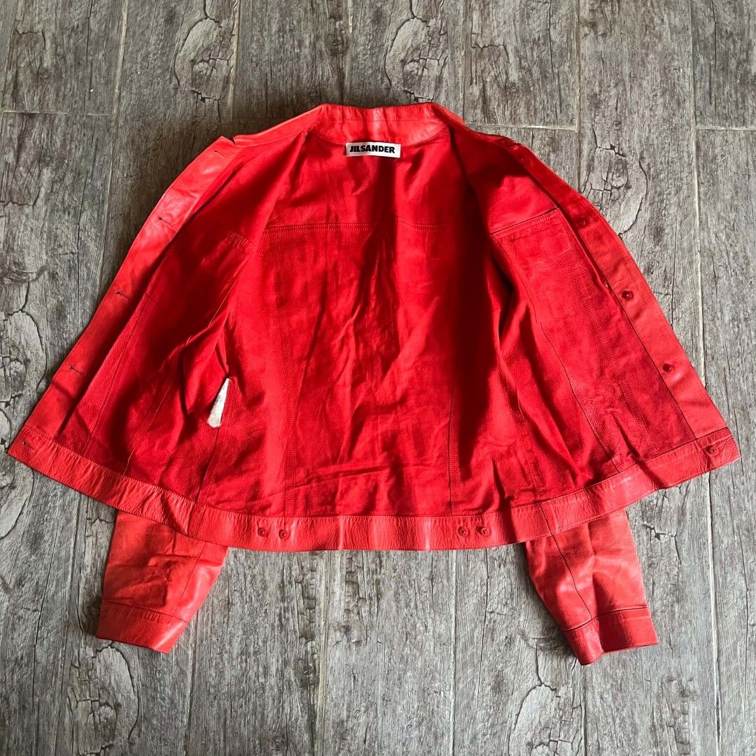 Jil Sander - Prada - Leather Trucker Jacket (Category: Coats, Jackets and Outerwear) located in Manila. Submitted by spo0ky.archives (Listing ID 1471083048, Image 3). Description: Width: 18 length: 21.