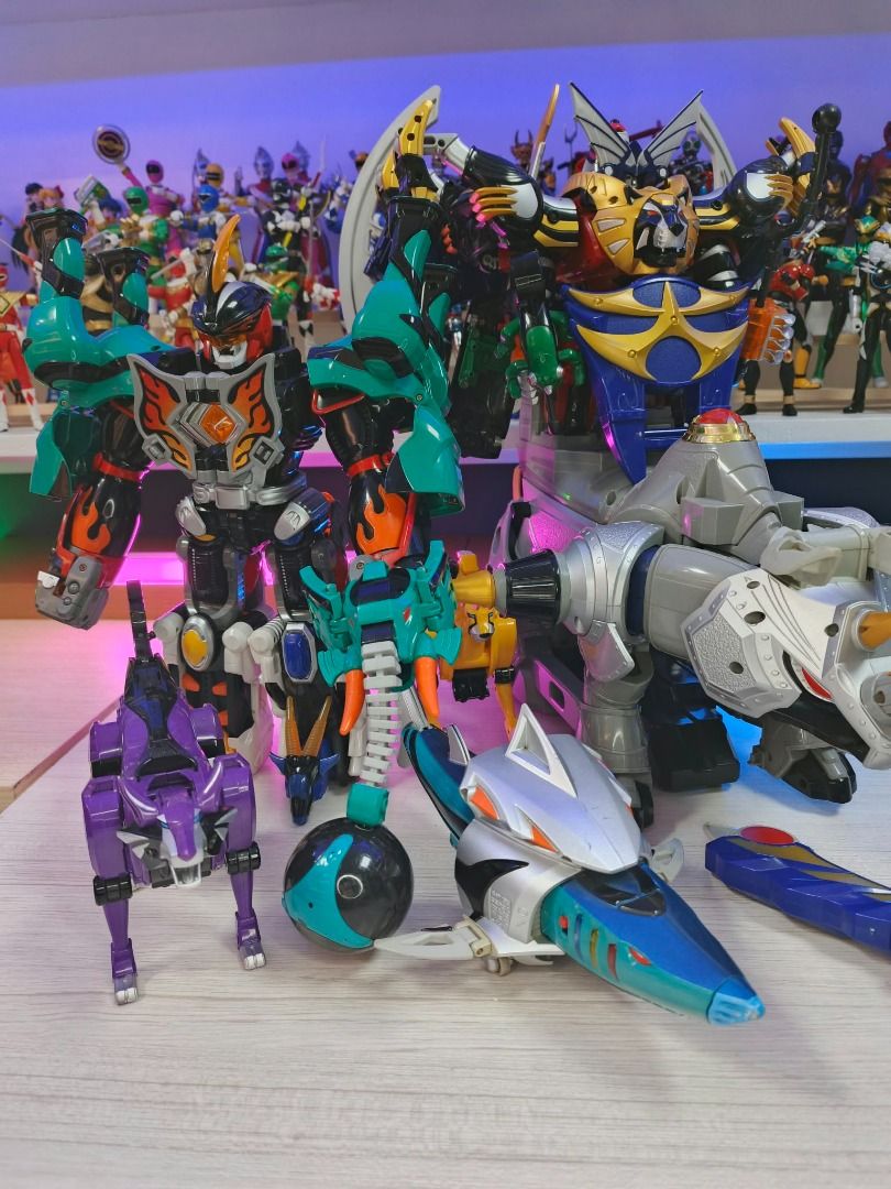 Juken Sentai Gekiranger (2007) DX Complete Set (Category: Vintage Collectibles) located in Pasig City. Submitted by tokurenjaa (Listing ID 1471066839, Image 1). Description: Juken Sentai Gekiranger (2007) DX Complete Set - DX GekiTouja (with tails) - DX GekiFire (missing chest accessories) - DX SaidaiOh (complete accesories, not working electronics) - DX GekiElephant, GekiShark, GekiWolf - DX RinLion & RinChameleon Set MOP: Gcash/Bank Transfer MO