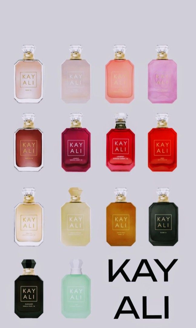 Kayali Perfumes Decant - 5ml (US Tester) (Category: Fragrance & Deodorants) located in Manila. Submitted by bia_tan (Listing ID 1471051063, Image 1). Description: - Capri in a Bottle - Deja Vu White Flower - Eden Juicy Apple - Eden Sparkling - Eden Sweet Peach - Elixir 11 - Fleur Majesty - Freedom Musk Santal - Lovefest Burning - Maldives In A Bottle - Oudgasm Cafe - Oudgasm Vanilla - Oudgasm Rose - Oudgasm Smoke - Oudgasm Chocolate - Utopia - Ma
