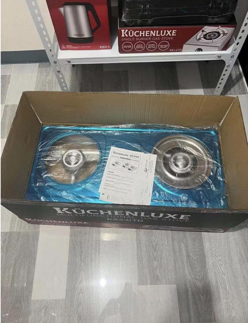 Küchenluxe KS3-CTD Multifunctional Gas Stove (Category: Cookers) located in Manila. Submitted by arciagarc (Listing ID 1471012618, Image 1). Description: - Brand: Küchenluxe KS3-CTD Multifunctional Gas Stove (Double Burner) - Color: Stainless Steel Body - Condition: Brand new - Inclusions: Original box and instruction manual included.