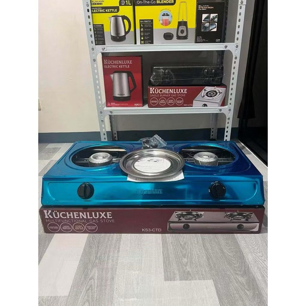 Küchenluxe KS3-CTD Multifunctional Gas Stove (Category: Cookers) located in Manila. Submitted by arciagarc (Listing ID 1471012618, Image 2). Description: - Brand: Küchenluxe KS3-CTD Multifunctional Gas Stove (Double Burner) - Color: Stainless Steel Body - Condition: Brand new - Inclusions: Original box and instruction manual included.