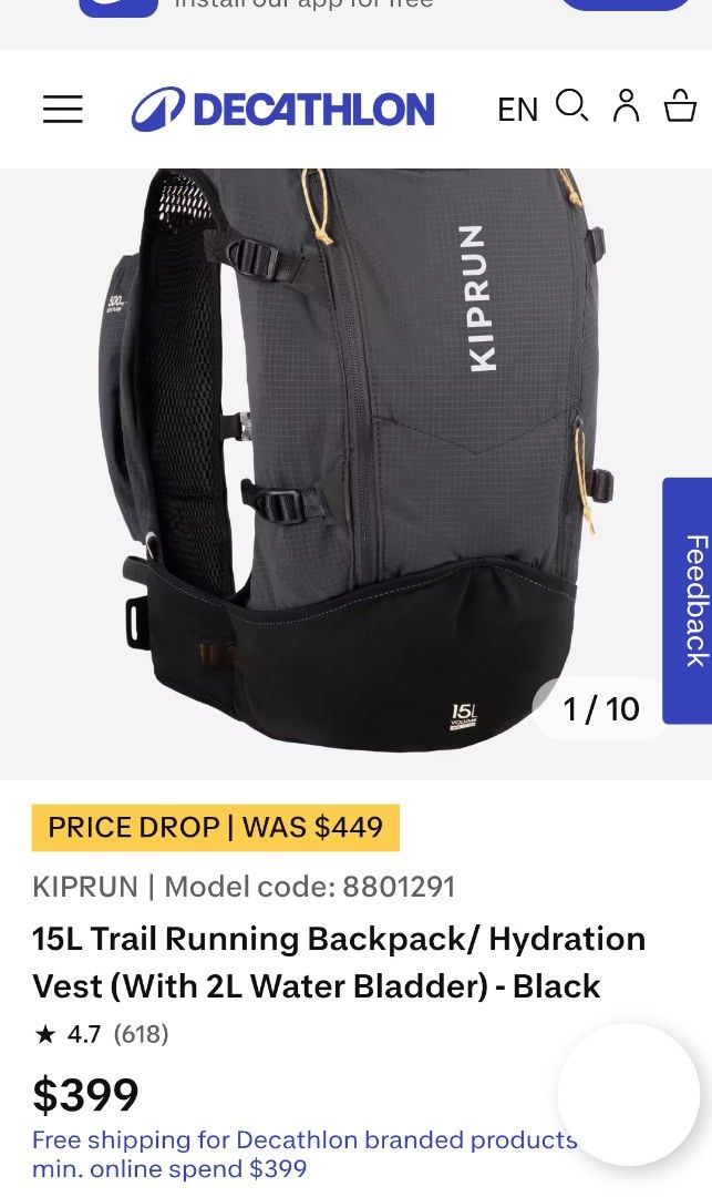 Kiprun By Decathlon Trail Running Back Pack Hydration Vest (Category: Coats, Jackets and Outerwear) located in Cabuyao City. Submitted by THRIFTHITS (Listing ID 1471107583, Image 2). Description: Kiprun By Decathlon Trail Running Back Pack Hydration Vest 15 litter (Authentic) Excellent condition OSFA Mine 2k‼️ Direct Message me and Add for fast Transaction ty .
