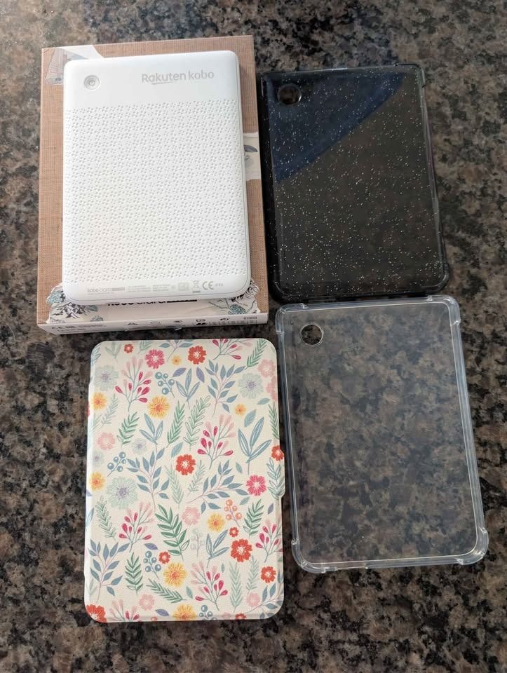 Kobo Clara Colour • 16GB White + Extra Cases (Category: E-Readers) located in Manila. Submitted by nathanzvg (Listing ID 1471048563, Image 2). Description: Condition: Very good Status: Available 🟢 Kobo Clara Colour with 16GB storage, pre-owned in like-new condition. Features a 6-inch colour E Ink display, adjustable front light, and USB-C charging. Includes 3 cases and original packaging..