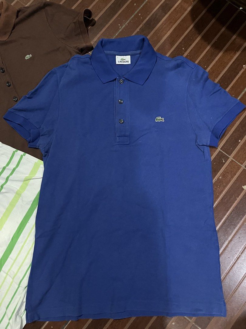 Lacoste (for womens) for take all (Category: Shirts) located in Davao. Submitted by daveespino81318 (Listing ID 1470937605, Image 2). Description: For take all womens lacoste Details: Brown - have good sunfade sa collar, w18 L24 (size Xs) Green have minimal 1 dot stain, w16 L23.5 (size Xss) Blue - No issue, w19 L26 (size medium) Orange - Sold Pm for more details.