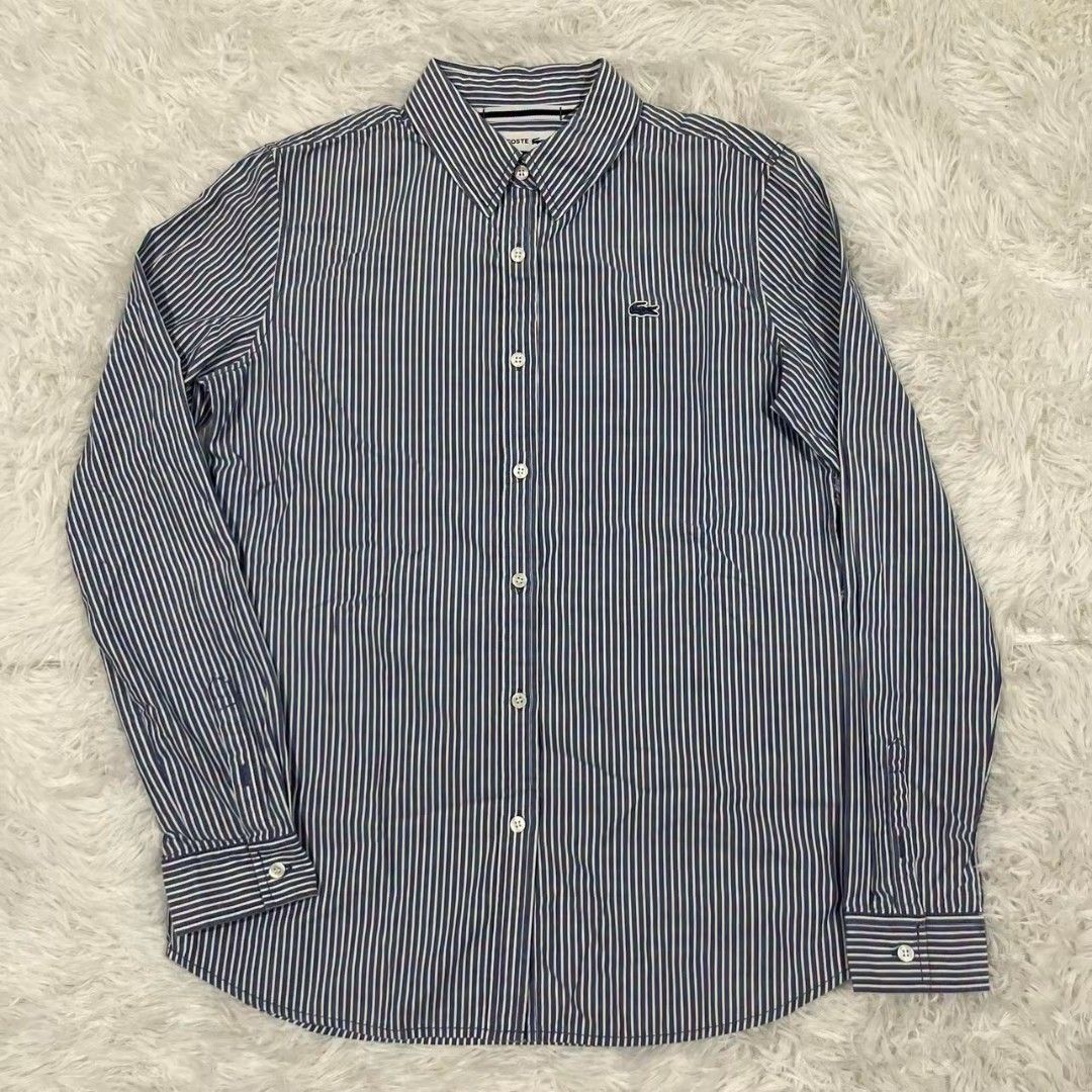 LACOSTE PINSTRIPE MONOTONE LOGO POLO (Category: Formal Shirts) located in Manila. Submitted by lunaras_declutter (Listing ID 1471112489, Image 1). Description: GOOD AS NEW NO ISSUE MEDIUM 9.8 COLOR RATE.