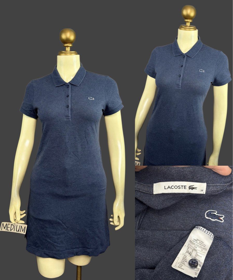 Lacoste Polo Dress Blue Size 38 Medium (Category: Dresses) located in Caloocan City. Submitted by mzcollection_349 (Listing ID 1470970535, Image 1). Description: - Brand: Lacoste - Style: Polo dress - Color: Blue - Size: 38 (Medium fit) - Material: Structured pique cotton - Details: Short sleeves, button placket, classic embroidered crocodile logo - Condition: Clean inside and out, tags intact - Perfect for: Easy, casual everyday wear.