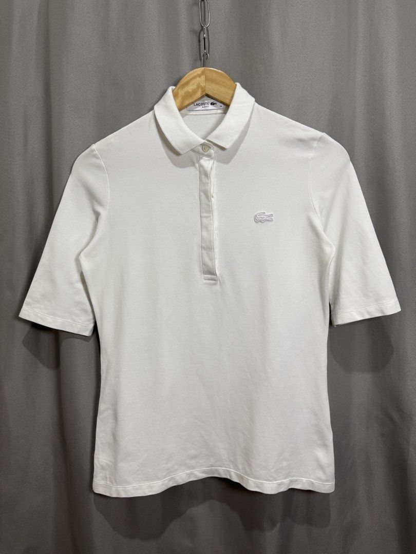 Lacoste White Polo 3/4 Sleeves (Category: Shirts) located in Meycauayan. Submitted by itstimothrifts (Listing ID 1471006444, Image 2). Description: Lacoste White Polo 3/4 Sleeves Excellent Condition No flaws Size 36 Small W 17.5 L 24.