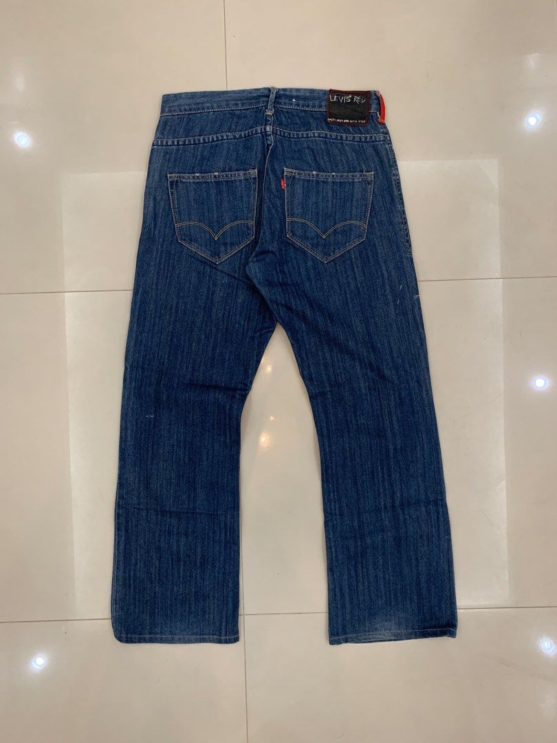 Levi’s RED Archive Denim (W30) (Category: Jeans) located in Mabalacat. Submitted by thriftkolangmagbenta (Listing ID 1471107159, Image 1). Description: Rare Levi’s RED line piece. Black leather back patch, star button, red keyhole stitching, and accent belt loops. Rare archive pair. Measurements: • Waist: 30 in • Length: 40 in • Thigh: 12 in • Hem: 9.5 in .
