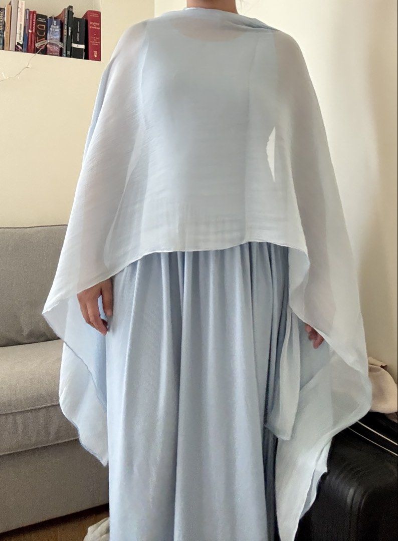 Light blue Maxi dress with Shawl (Category: Dresses) located in Manila. Submitted by leahkim.orsolino (Listing ID 1470942938, Image 2). Description: • Brand New but already washed • Fit: XS to Semi-Medium body frame (5'2 Height for reference).