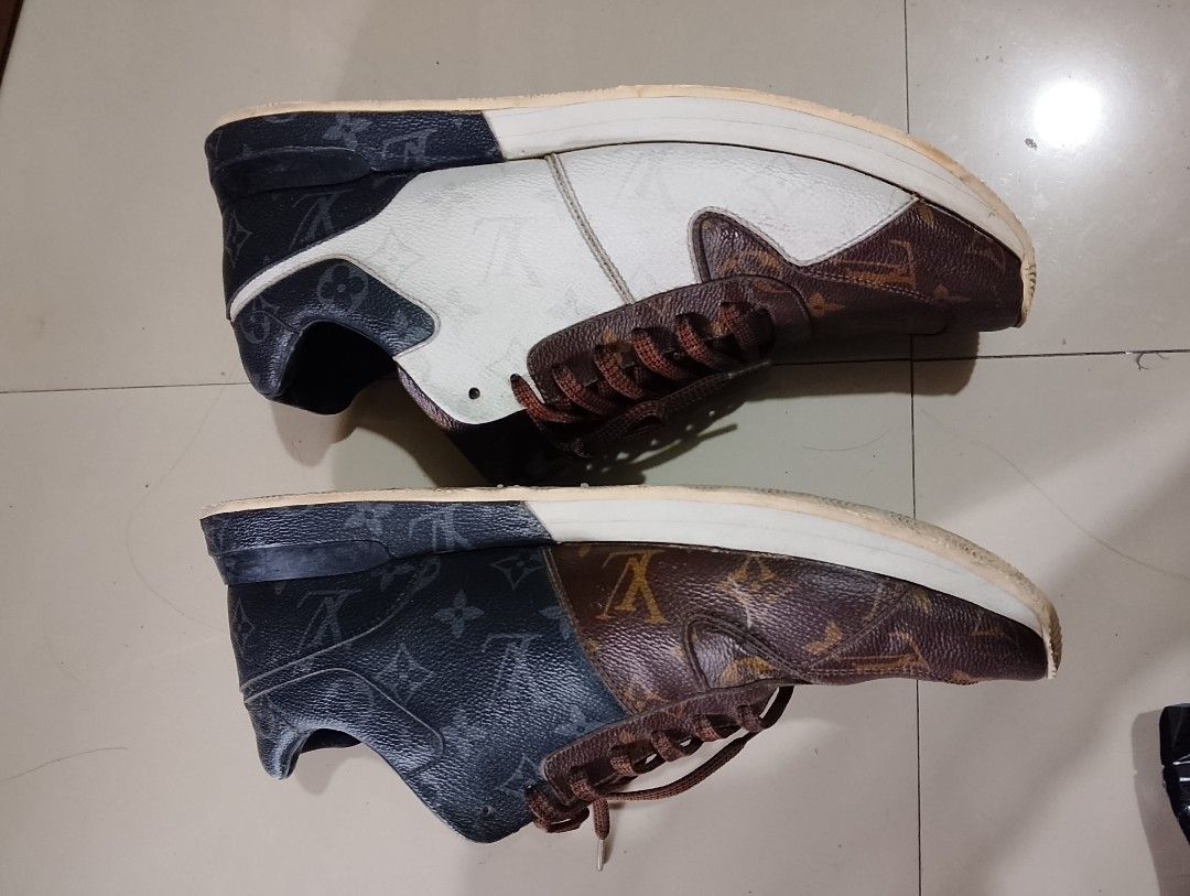 Louis Vuitton Monogram Multi-Color Leather Low Top Sneakers (Category: Casual Shoes) located in Manila. Submitted by gangnamsmile420 (Listing ID 1471099776, Image 3). Description: - Brand: Louis Vuitton - Style: Low top colorblock sneakers - Materials: Brown monogram canvas, black monogram eclipse, and white leather panels - Details: Brown laces, dark leather interior, and branded insoles - Condition: Wear on soles and minor creasing on the leath