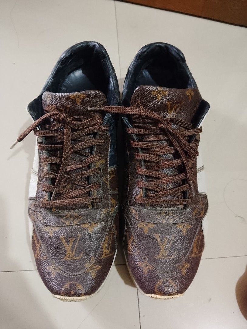 Louis Vuitton Monogram Multi-Color Leather Low Top Sneakers (Category: Casual Shoes) located in Manila. Submitted by gangnamsmile420 (Listing ID 1471099776, Image 2). Description: - Brand: Louis Vuitton - Style: Low top colorblock sneakers - Materials: Brown monogram canvas, black monogram eclipse, and white leather panels - Details: Brown laces, dark leather interior, and branded insoles - Condition: Wear on soles and minor creasing on the leath