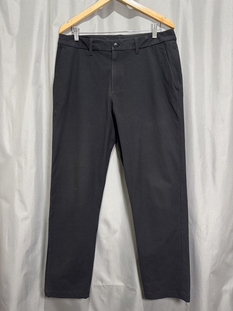 Lululemon ABC Classic Fit Black Pants (Category: Chinos) located in Meycauayan. Submitted by itstimothrifts (Listing ID 1471003145, Image 3). Description: Lululemon ABC Classic Fit Black Pants Excellent Condition Minimal Signs of use on waist Actual Width 36 Length 41.5 Leg Opening 7.5 Front Rise 14.
