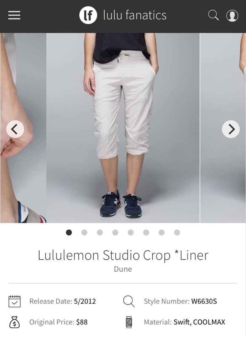 Lululemon Studio Crop *Liner (Category: Activewear) located in Los Banos. Submitted by darlingg01 (Listing ID 1471030467, Image 1). Description: Dot 8.