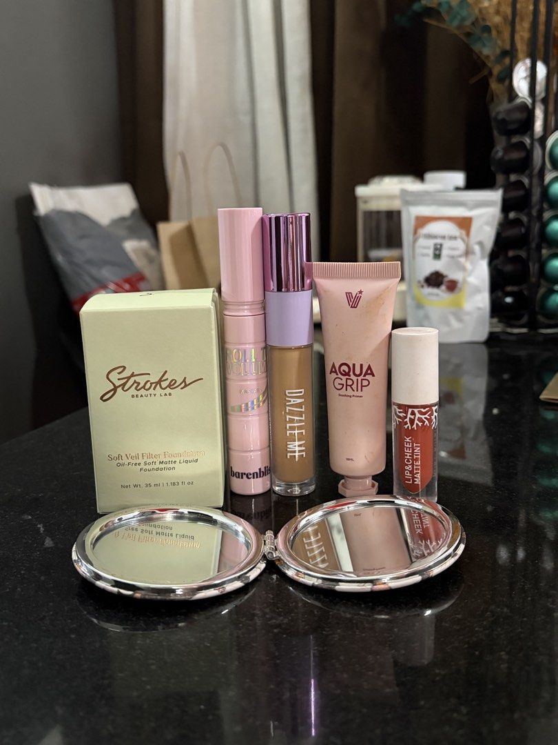 Makeup Sold as Set (Category: Makeup) located in Bulacan. Submitted by mimirosa (Listing ID 1471072110, Image 2). Description: Take all ₱500 only! Products: - Strokes (Shade Light Warm; NEVER BEEN OPENED NOR USED) - Dazzle Me Concealer (Shade N05) - Barrenbliss Mascara - Vice Cosmetics Aqua Grip (used it two times so madami pa) - Lip Cheek Matte Tint - Mirror ‼️CAN SHIP AGAD BY TOMORROW IF GET NOW‼️ - Payment first basis (Gcash/Bank Transfer) - S