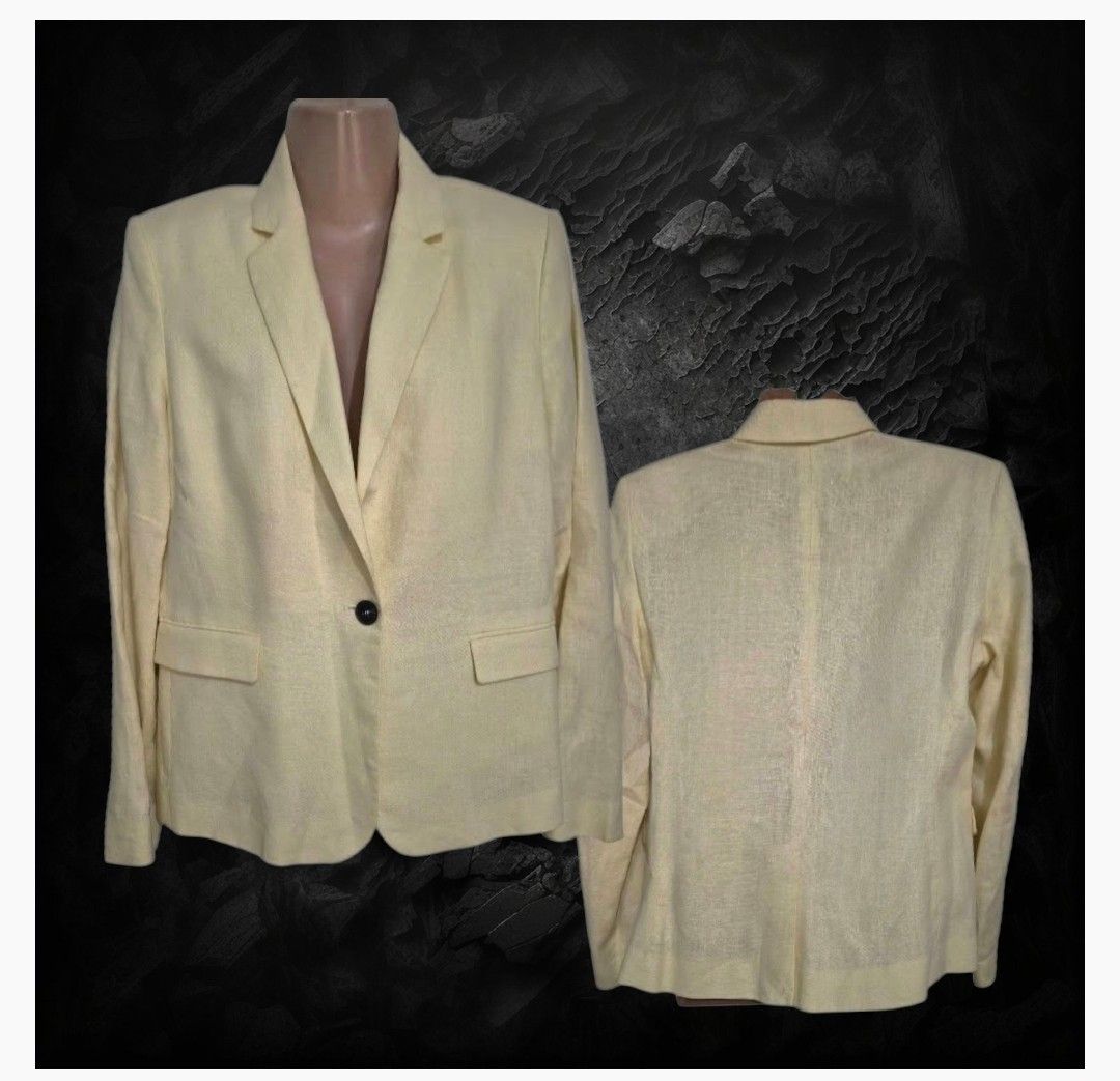 Mango Yellow Suit Set Blazer and Pants Size 40 (Category: Sets or Coordinates) located in Paranaque City. Submitted by calm_youngstore7 (Listing ID 1471070306, Image 3). Description: - Brand: Mango - Condition: Brand new with tags attached - Color: Light yellow - Size: EUR 40 / US 8 - Set includes: Single-button blazer and matching cropped trousers with cuffed hems - Trouser measurements: Waist 16.5 inches, Length 39.5 inches.