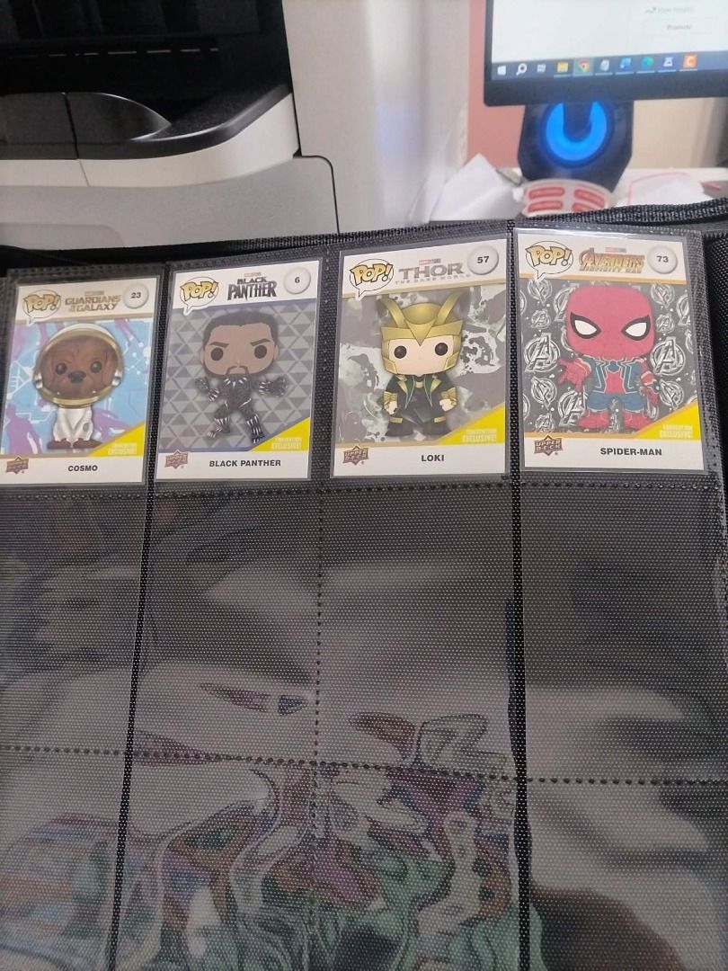 Marvel Funko Pop Upper Deck Trading Cards Binder Set (Category: Western Merchandise) located in Cebu City. Submitted by quincemer2016 (Listing ID 1470936661, Image 2). Description: - Complete set of 12 Upper Deck Marvel Funko Pop cards (Numbered 1-12) - Features iconic characters: Ancient One, Black Panther, Ant-Man, Black Widow, Bucky Barnes, and Captain America - Kept safe in individual protective plastic sleeves inside a card binder - Great ad