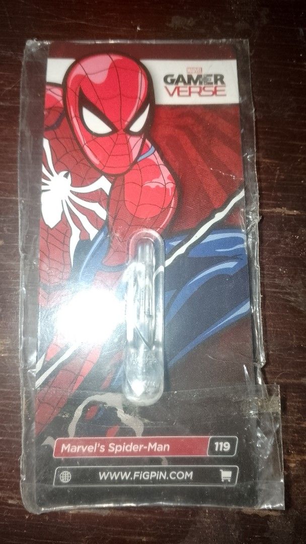 Marvel Gamerverse Spider-Man FiGPiN 119 (Category: Western Merchandise) located in Cavite. Submitted by emilgarcia09 (Listing ID 1470993251, Image 2). Description: - Official Marvel Gamerverse Spider-Man FiGPiN (#119) - Comes with original backing card and protective plastic sleeve - Includes clear display stand on the back - Vibrant red and blue details with clean edges - Perfect for Marvel and pin collectors.