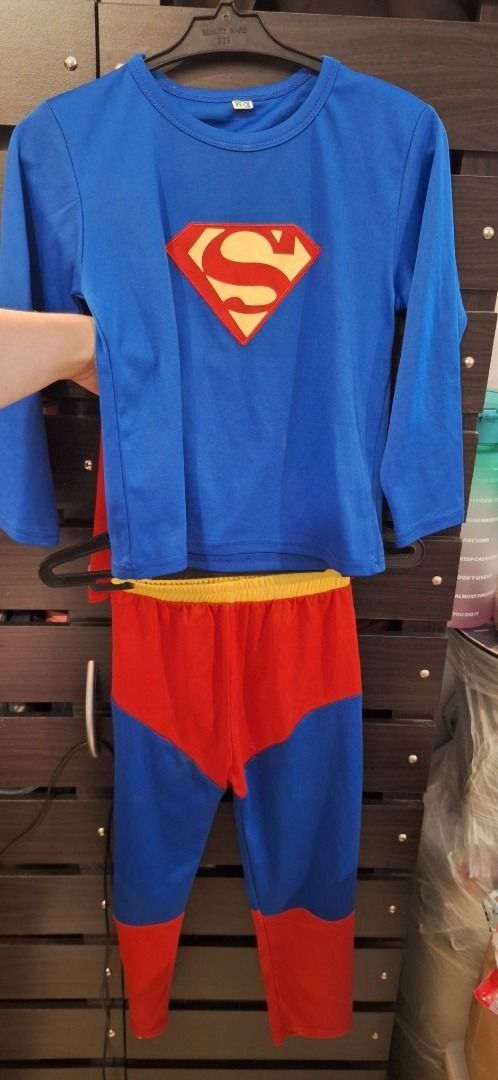 MARVEL Superman Costume (Category: Babies & Kids Fashion) located in General Trias. Submitted by aeunice (Listing ID 1471093323, Image 2). Description: Justice League - Superman In Good Condition. Complete with a vibrant suit and iconic cape, this outfit is perfect for dress-up, parties or imaginative play. Made from comfortable, breathable fabric, it allows freedom of movement while bringing the classic superhero look to life. Meet up / Shipping
