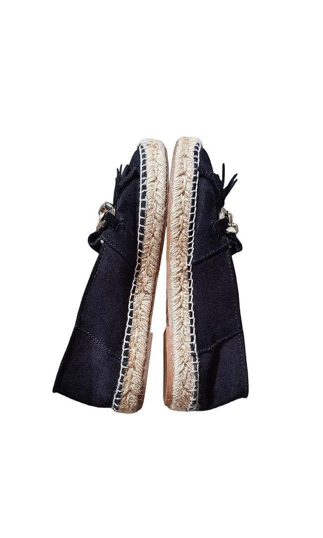 Massimo Dutti Black Espadrilles (Category: Loafers) located in Caloocan City. Submitted by modishthriftstore (Listing ID 1470970327, Image 2). Description: Lightly Used in very Good condition No hidden issues/ No flaws, No repair Size: 36 (23.5cm outsole) best fit Size 5-6 23cm SLIM made in Spain.