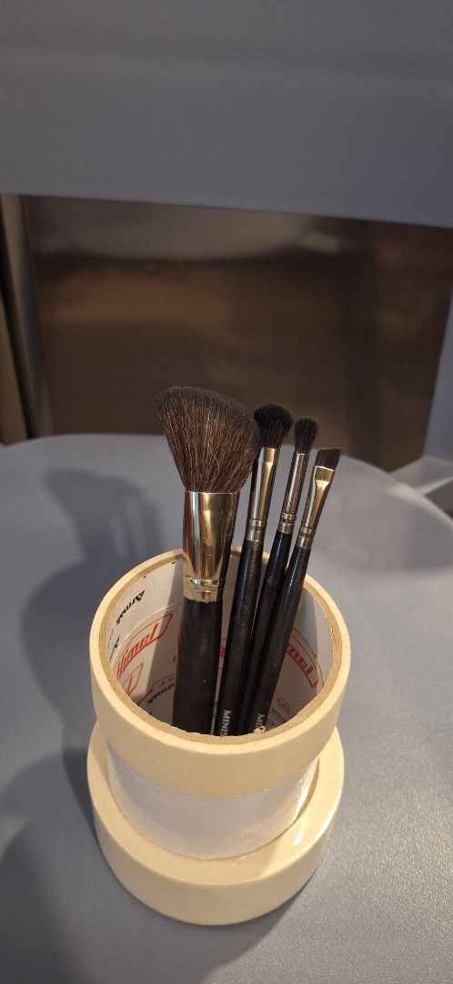 MINISO Brush Set (Category: Makeup) located in General Trias. Submitted by aeunice (Listing ID 1471092761, Image 2). Description: BRAND:Miniso In Good Condition. Makeup brush set of 4, featuring a large angled powder brush and three eye brushes. Classic black and silver design, gently used. Perfect everyday essentials for your makeup routine. Meet up / Shipping via Lalamove, JnT, Gogo Express & LBC .