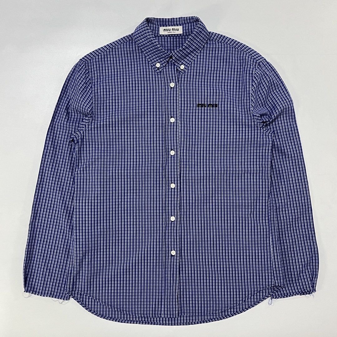 MIU MIU CHECKED POPLIN SHIRT (Category: Luxury Apparel) located in Bacolod City. Submitted by the.finest (Listing ID 1471067998, Image 1). Description: Miu Miu Checked Poplin Shirt Tag Size: 38 Width: 21 Length: 28-29 Fits Large Condition: 9.5/10 3,500+shipping fee.