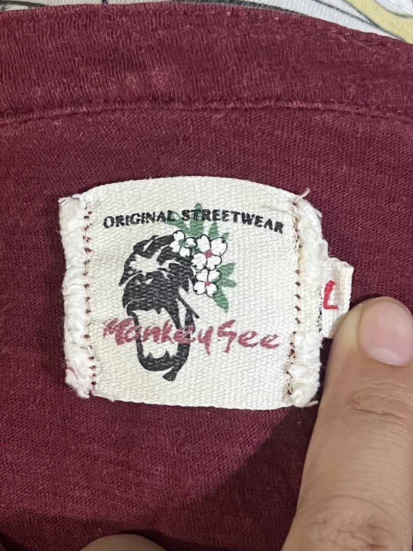 Monkey See Maroon Cotton Short Sleeve Top Size L (Category: Shirts) located in Tuguegarao City. Submitted by love_clothies (Listing ID 1471068464, Image 3). Description: - Brand: Monkey See - Color: Maroon - Size: L - Material: 100% Cotton - Design: Button-down front with gathered chest detailing - Style: Short sleeve, easy to match for daily casual wear.
