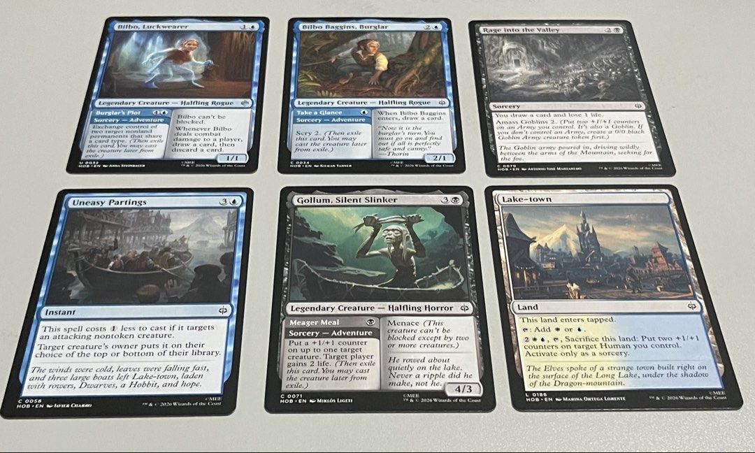 MTG Assorted “Hobbit” (Gollum, Bilbo, Etc.) (Category: Raw Singles) located in Quezon City. Submitted by pwrproductions (Listing ID 1470933220, Image 1). Description: ₱35 each, authentic mtg cards.