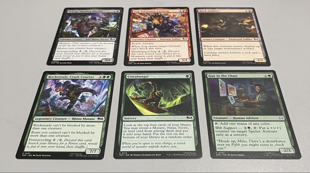 MTG Assorted “TMNT & Spider man Ned” (Bebop, Rocksteady, Michael Angelo, etc.) (Category: Raw Singles) located in Quezon City. Submitted by pwrproductions (Listing ID 1470934004, Image 1). Description: ₱35 each, authentic mtg cards..