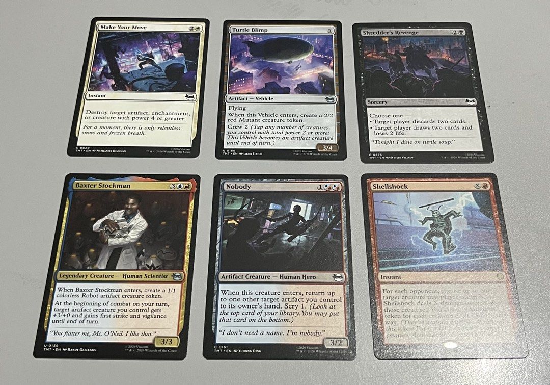 MTG ASSORTED “TMNT” (Shredder, Baxter, Turtle, etc.) rare, uncommon , common (Category: Raw Singles) located in Quezon City. Submitted by pwrproductions (Listing ID 1470933742, Image 1). Description: ₱35 each, authentic mtg cards..