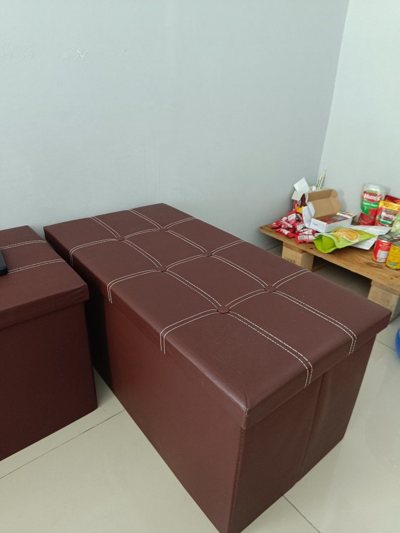 Multifunctional foldable storage box stool/ottoman with a tufted cushioned seat. (Category: Storage Boxes & Baskets) located in Valenzuela. Submitted by justgorjas (Listing ID 1470961530, Image 3). Description: Multifunctional foldable storage box stool/ottoman with a tufted cushioned seat. 320‼️ PRE-ORDER (Ill tell if I have ON-HAND) BRAND-NEW ‼️ Lalamove pooling only, check the shipping free price before messaging me 📍Location: Malanday, Valen
