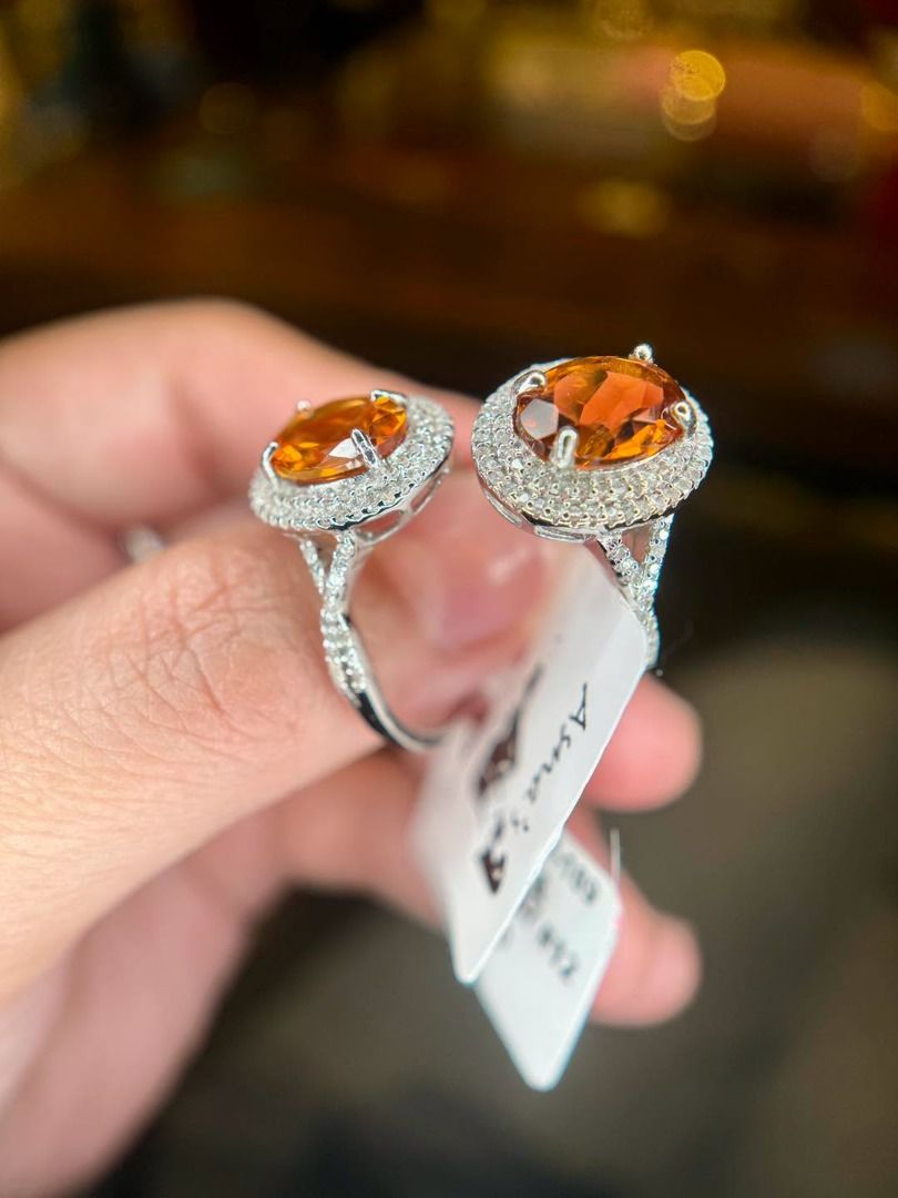 Natural Citrine & Diamonds in S925 Silver | Statement Ring (Category: Rings) located in Baguio. Submitted by asna_taku (Listing ID 1471026500, Image 2). Description: 🍊✨ Natural Citrine & Diamonds in S925 Silver | Statement Ring A little sunshine for your jewelry collection! 💛 This gorgeous orangy-yellow natural citrine sparkles beautifully against a halo of natural diamonds, creating an elegant statement piece with timeless charm. ✨ Natural Cit