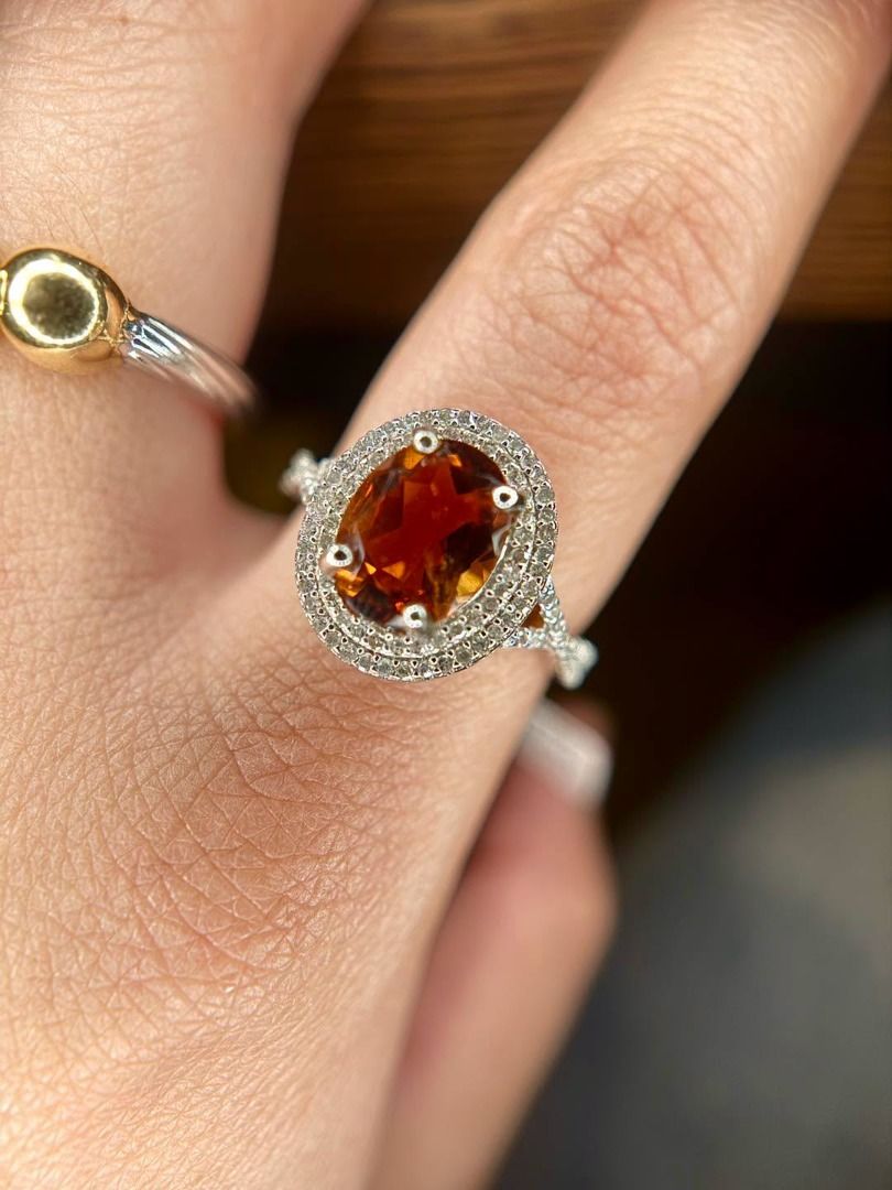 Natural Citrine & Diamonds in S925 Silver | Statement Ring (Category: Rings) located in Baguio. Submitted by asna_taku (Listing ID 1471026500, Image 3). Description: 🍊✨ Natural Citrine & Diamonds in S925 Silver | Statement Ring A little sunshine for your jewelry collection! 💛 This gorgeous orangy-yellow natural citrine sparkles beautifully against a halo of natural diamonds, creating an elegant statement piece with timeless charm. ✨ Natural Cit