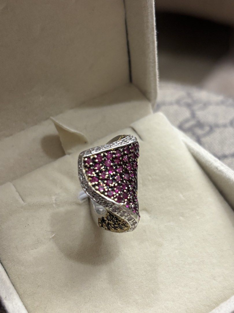 Natural ruby & black onyx pure sterling silver925 setting (Category: Rings) located in Davao. Submitted by ememlou17 (Listing ID 1471036839, Image 2). Description: Natural ruby & black onyx pure sterling silver925 setting. Size 8-8.5. 10.5grams. Ruby stones diamond tester reactive Uv reactive ruby.