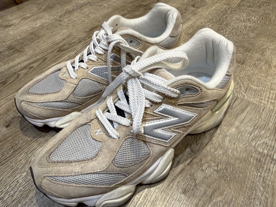 New Balance 9060 Beige Grey (Category: Sneakers) located in Taguig. Submitted by hubert_go (Listing ID 1470964730, Image 2). Description: - Brand/Model: New Balance 9060 - Colorway: Chic beige and grey - Design: Chunky midsole with premium mesh and suede overlays, plus silver 'N' branding and white laces - Condition: Worn a few times, soles and uppers are still extremely clean - Perfect for daily wear and elevating any streetwear fit - size 7.5M 