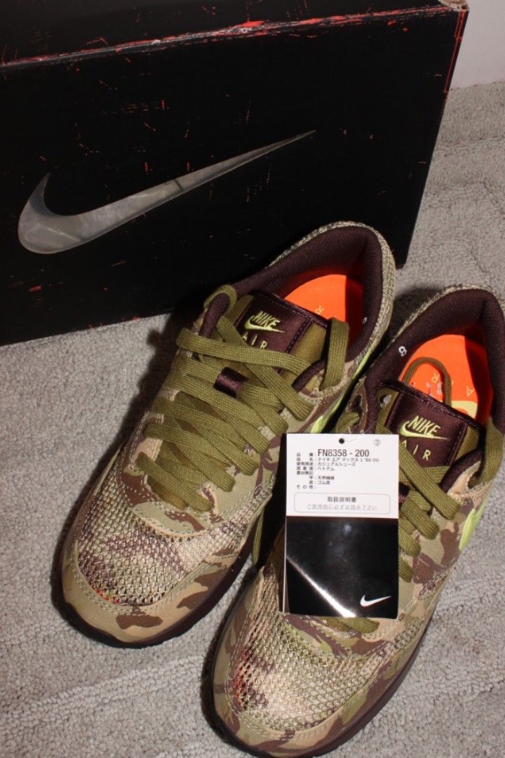 Nike Air Max 1 '86 OG "Big Bubble - Camo (Category: Sneakers) located in Manila. Submitted by maustuff (Listing ID 1471093155, Image 1). Description: 🔥 100% Authentic Nike Air Max 1 '86 OG "Big Bubble - Camo" 🔥 📌 PRODUCT DETAILS: • Brand: Nike • Model: Air Max 1 '86 OG "Big Bubble" • Colorway: Earth / Light Lemon Twist / Oil Green • Style Code: FN8358-200 • Size: Men's US 8 | Women's US 9.5 | UK 7 | EUR 41 | 26 CM • Condition: Brand New with B