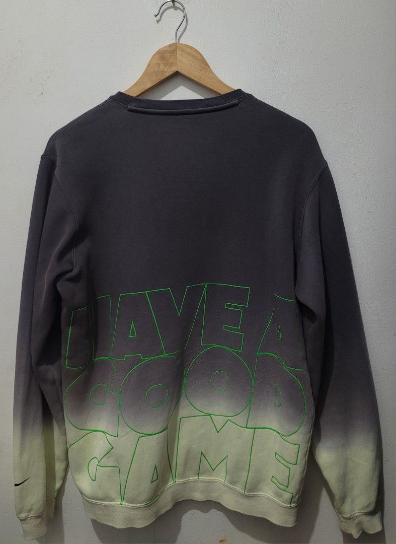 Nike Have A Good Game Sweatshirt (Category: Coats, Jackets and Outerwear) located in Tabaco. Submitted by goodiestuffs86 (Listing ID 1470975379, Image 3). Description: Nike Crewneck Sweatshirt Width: 22 Length: 29 Size Large fit to XL Color rate: 9.5/10 No fade Excellent Condition Minor issue ( dot stain sa last pic).