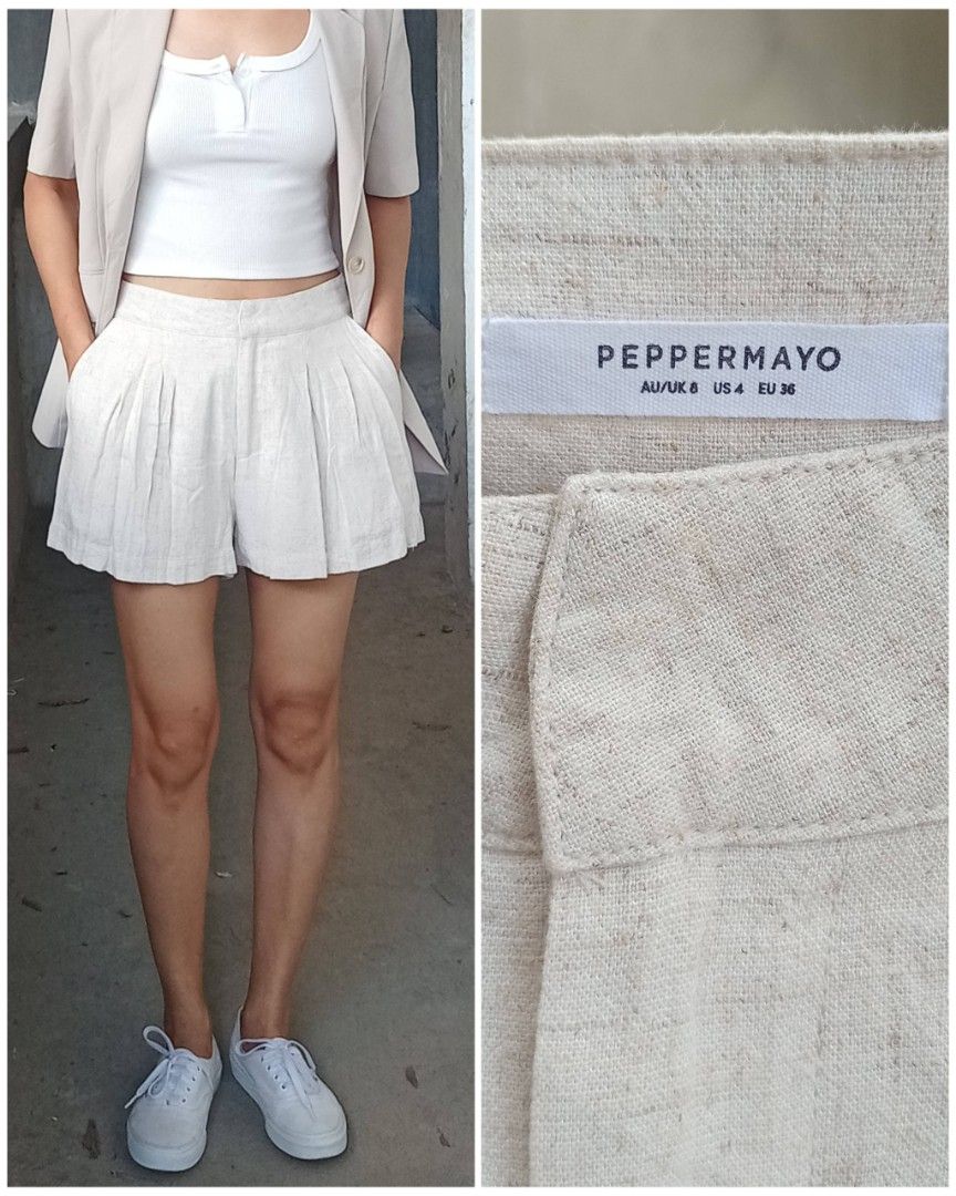 Oat Linen summer short (Category: Shorts) located in Davao. Submitted by kannikasok1987 (Listing ID 1470983169, Image 1). Description: Wd side pocket Waist 27 mall quality.