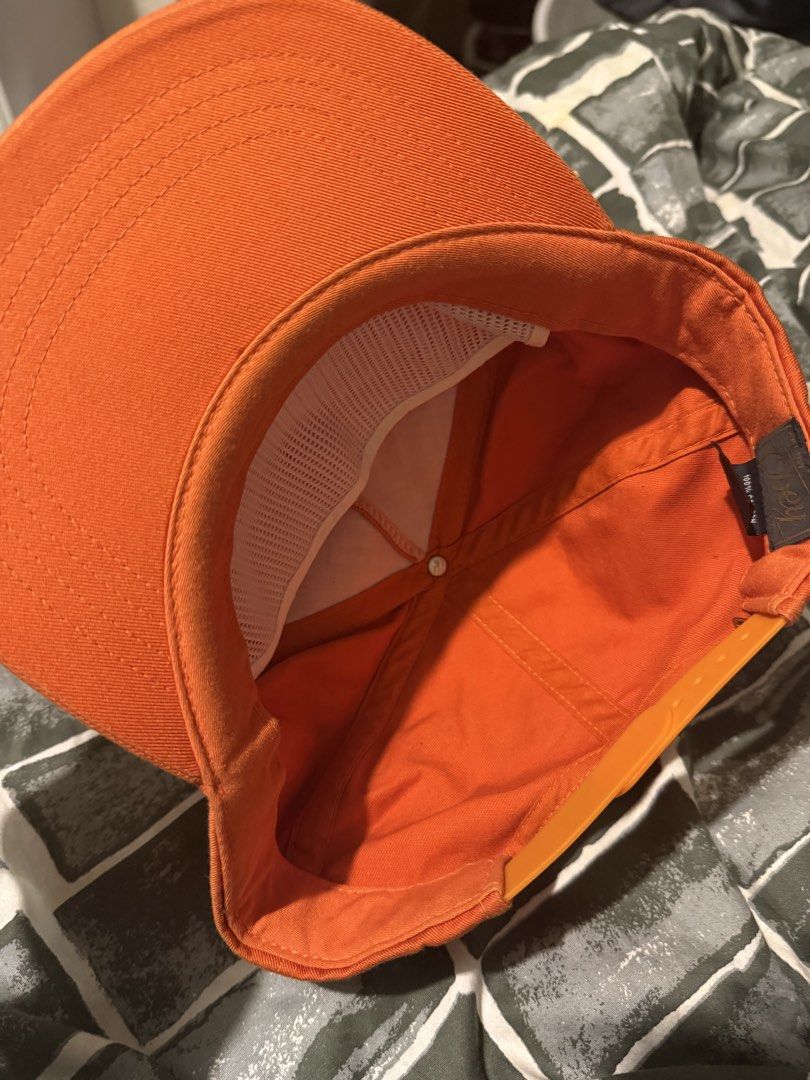 Obey orange snapback cap (Category: Caps & Hats) located in Manila. Submitted by safeowl.b6dbb0 (Listing ID 1471023861, Image 3). Description: - Brand: Obey - Style: Snapback cap with flat brim and structured crown - Color: Bright orange with front logo patch - Material: 100% cotton (Made in Bangladesh) - Features: Interior mesh front panel and adjustable snap closure - Size: One size fits all - Condition: Brand new.