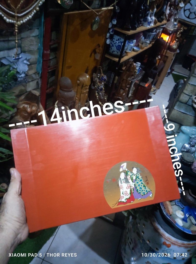 Obon: Vintage Japanese Lacquer Serving Tray (Category: Other Kitchenware & Tableware) located in Valenzuela. Submitted by mighthor0526 (Listing ID 1471118171, Image 3). Description: Measurements on photos provided Preloved item, no issue Payment thru Gcash or Abono by Lalamove rider Delivery by rider or shipping will be shouldered by the buyer Pm me if interested .