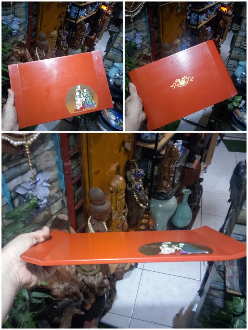 Obon: Vintage Japanese Lacquer Serving Tray (Category: Other Kitchenware & Tableware) located in Valenzuela. Submitted by mighthor0526 (Listing ID 1471118171, Image 1). Description: Measurements on photos provided Preloved item, no issue Payment thru Gcash or Abono by Lalamove rider Delivery by rider or shipping will be shouldered by the buyer Pm me if interested .