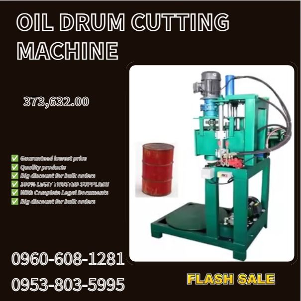 Oil Drum Cutting Machine (Category: Everything Else Others) located in Caloocan City. Submitted by mightywater-74d1 (Listing ID 1470999880, Image 1). Description: ●Rated Voltage: 220V Single Phase ●Dimension: 1000mm(Length) x 700mm(Width) x 2000mm(Height) ●Working Motor: 1.5kw ●Oil Pump Motor: 1.5kw ●Maximum Cutting thickness: 2mm ●Machine Weight: 400kgs .
