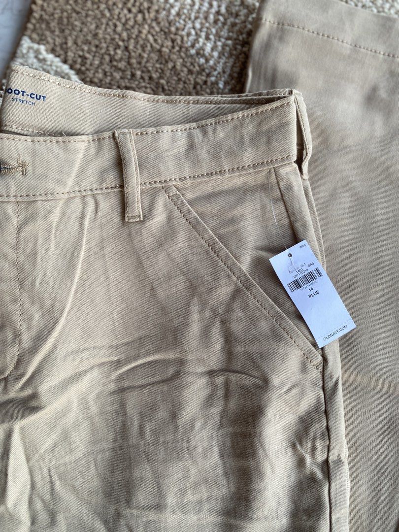 Old Navy Boot-Cut Stretch Plus Size 14 Khaki Pants 30-31” (Category: Jeans) located in Batangas. Submitted by lux_kimmy (Listing ID 1471046012, Image 2). Description: - Brand: Old Navy - Item: Boot-cut stretch pants - Color: Khaki - Size: 14 Plus / 30-31” - Condition: Brand new with tags (BNWT), never worn - Waist: Approx. 16 inches across (flat) - Details: Classic everyday style, front pockets, front button closure.