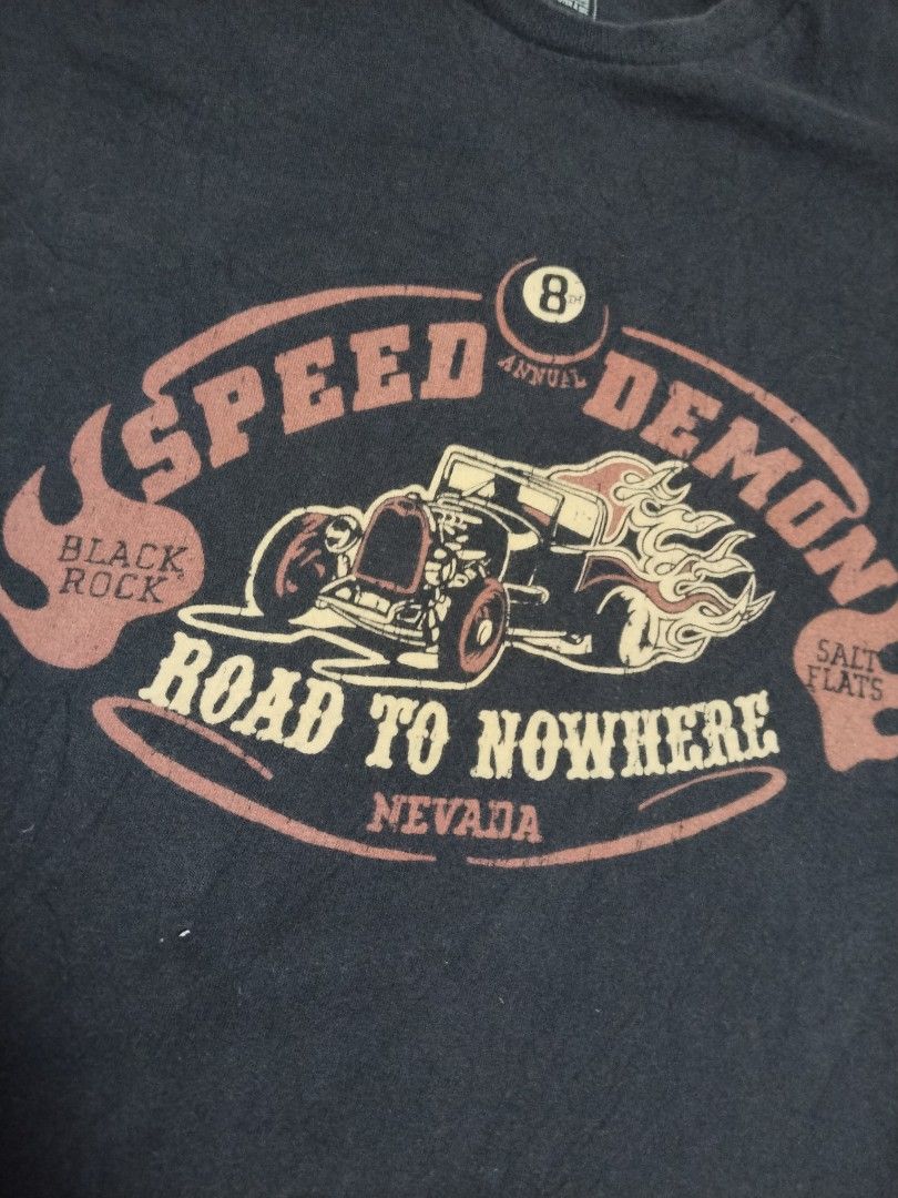 Old Navy "Speed Demon" Graphic Tee — Size XL (Category: Tshirts & Polo Shirts ) located in Mabalacat. Submitted by al_amin_thrift (Listing ID 1471063824, Image 2). Description: Old Navy "Speed Demon" Graphic Tee — Size XL 29*23 ✔️ Authentic Old Navy ✔️ Classic hot rod graphic: "Speed Demon — Road to Nowhere, Nevada" ✔️ Color: Black ✔️ 100% cotton — soft & comfortable ✔️ Size: XL ✔️ Made in Dominican Republic ✔️ Good pre-loved condition ✔️ ⚠️ Note