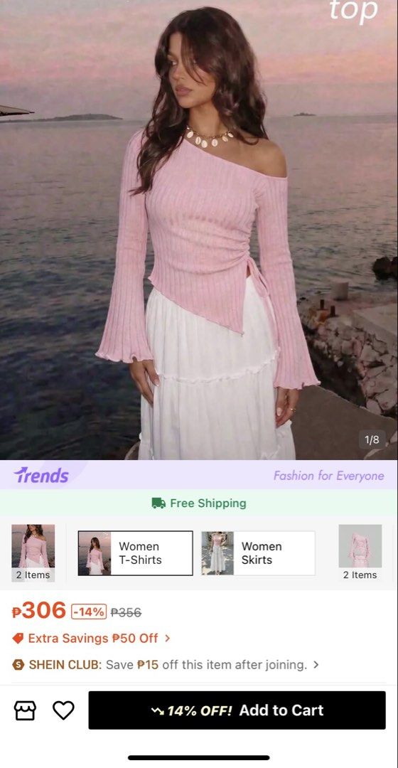 one shoulder ribbed asymmetrical top (Category: Longsleeves) located in Manila. Submitted by eff11 (Listing ID 1470995288, Image 3). Description: hello, ladies! i’m selling my personal preloved clothes🩷 ✨details: pink ribbed stretchy fabric ✨asymmetric hem with adjustable drawstring side tie ✨LARGE on tag ✨used once ✨with SHEIN pouch 📍pasay 🧾gcash / maribank 🚛 j&t .