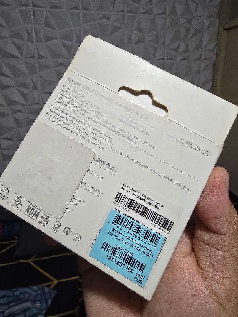 Original Xiaomi 120 watts adapter (Category: Chargers & Cables) located in Caloocan City. Submitted by jm18345 (Listing ID 1470988046, Image 2). Description: Original xiaomi 120 watts adapter This is originally bought in xiaomi store togerther with xiaomk 14t pro. Not class A na makikita nyo sa orange app hehe..