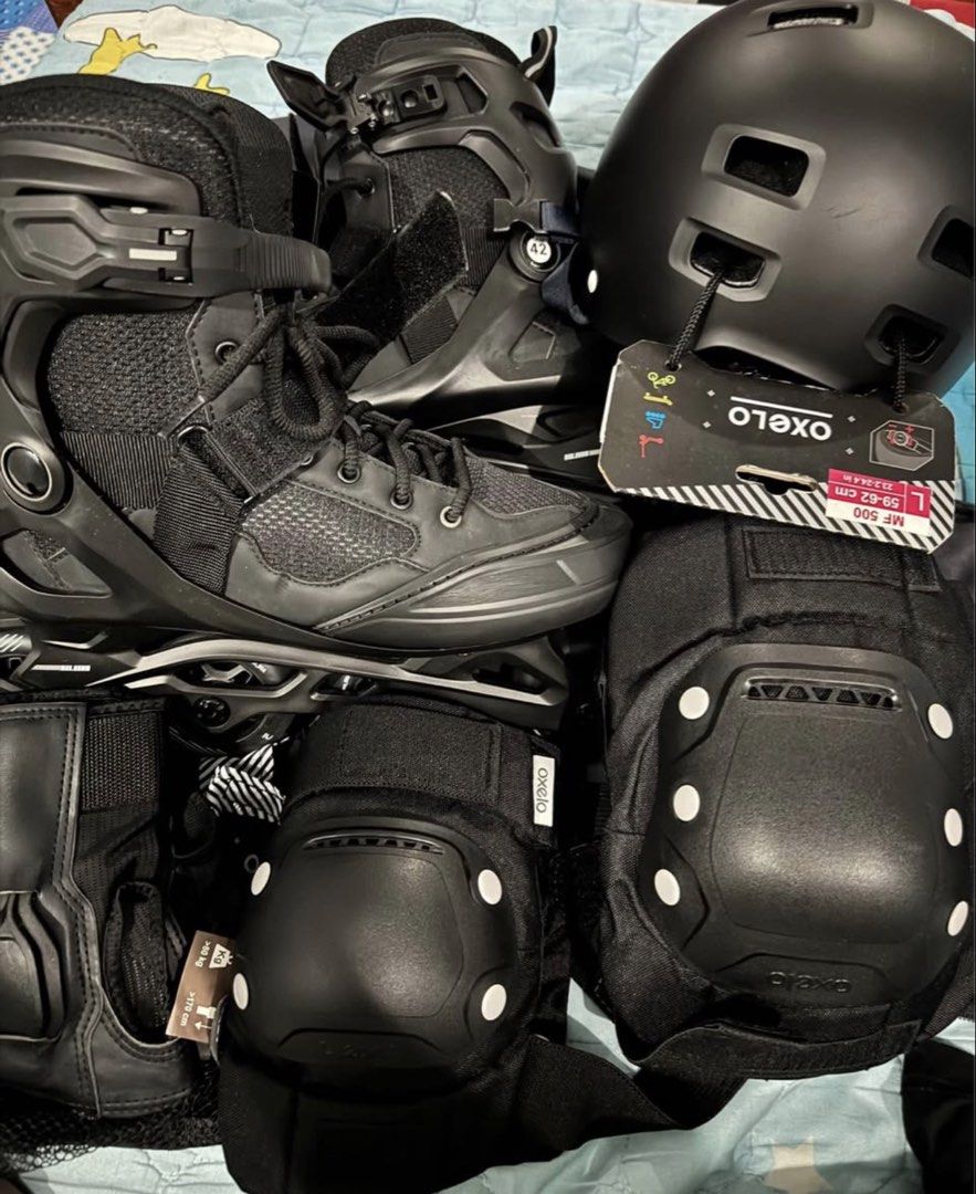 Oxelo Inline-Skates Fit100 (Category: Other Sports Equipment and Supplies) located in Makati City. Submitted by dorinalizza (Listing ID 1470986487, Image 3). Description: Oxelo Inline Skates Fit100 Size:42 Helmet-L 3 set Safety Gear-XL Bought in Decathlon Singapore 2-3times lang nagamit..